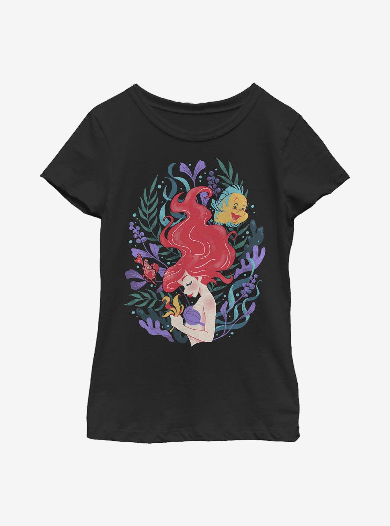 Disney The Little Mermaid Ariel Illustration Youth Girls T-Shirt, , hi-res