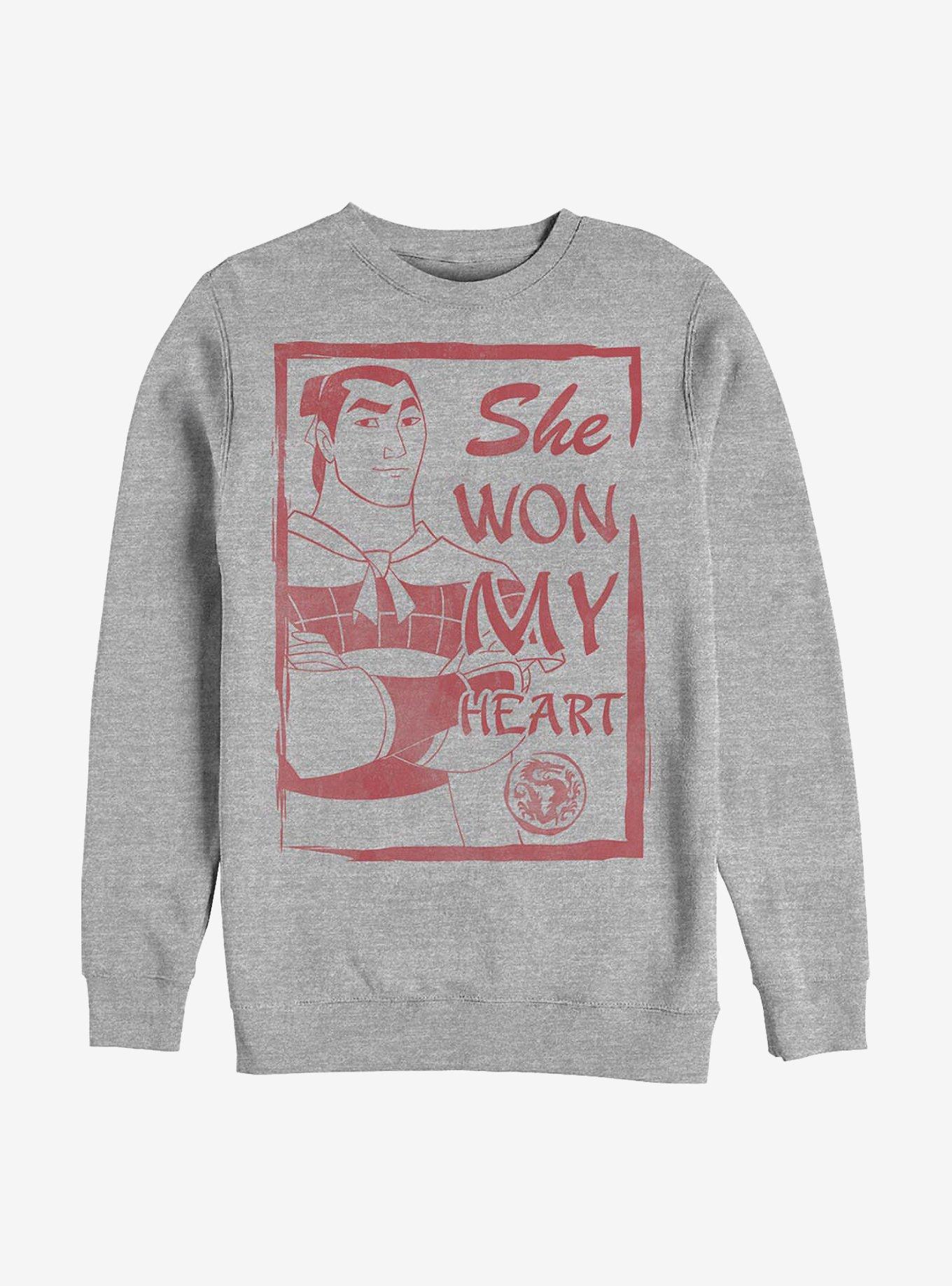 Disney Mulan Shang She Won My Heart Sweatshirt, ATH HTR, hi-res