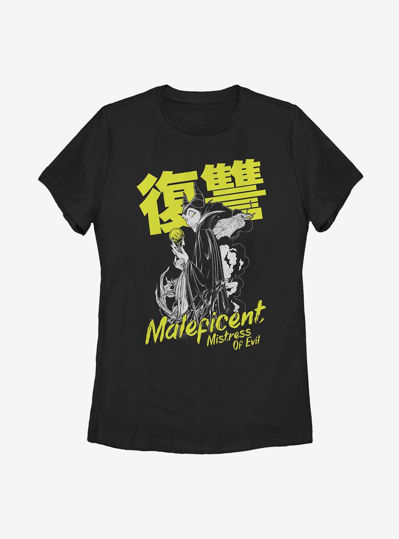 Disney Sleeping Beauty Maleficent Japanese Text Womens T-Shirt, BLACK, hi-res