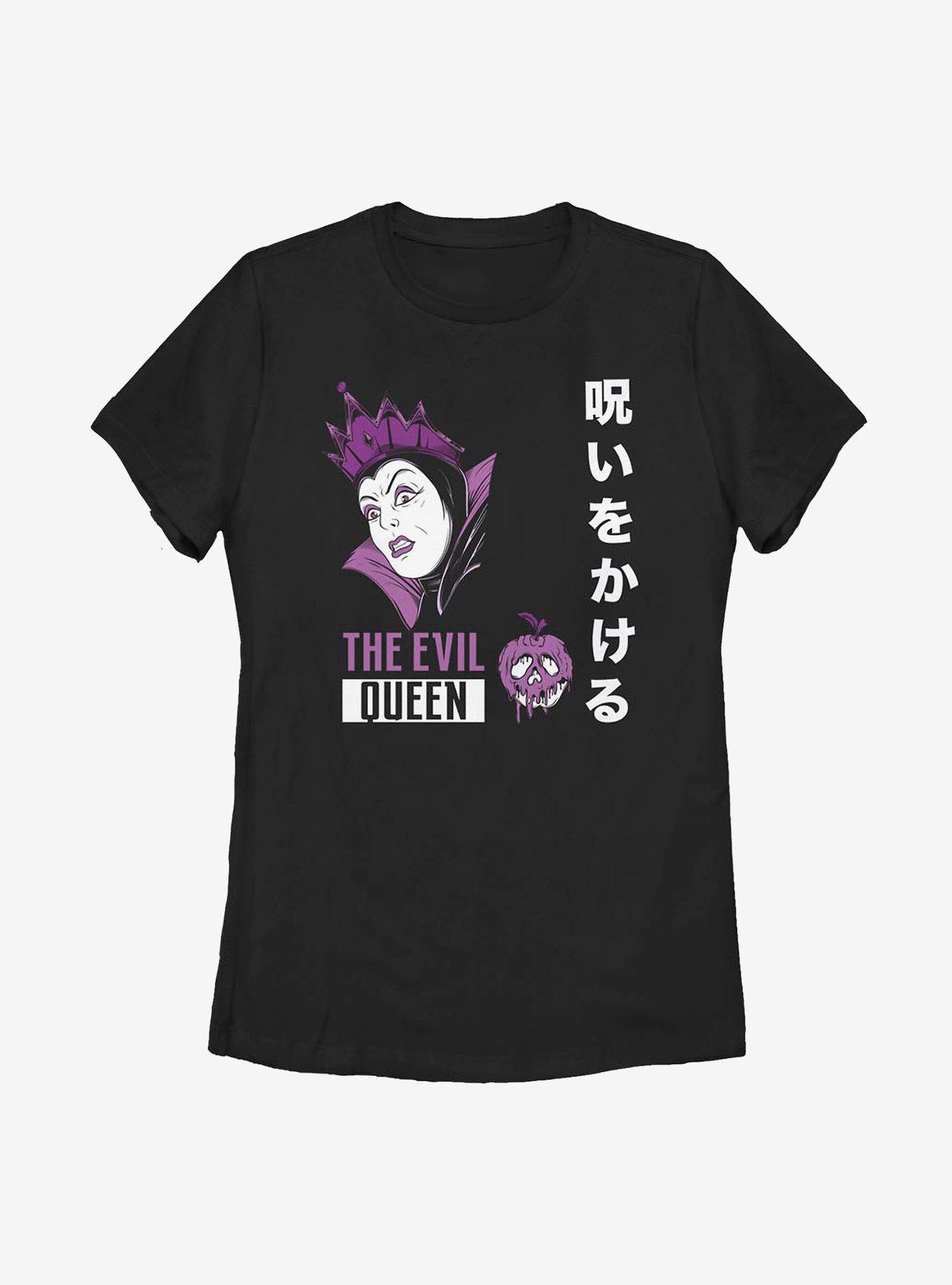 Disney Snow White Evil Queen Japanese Text Womens T-Shirt, BLACK, hi-res