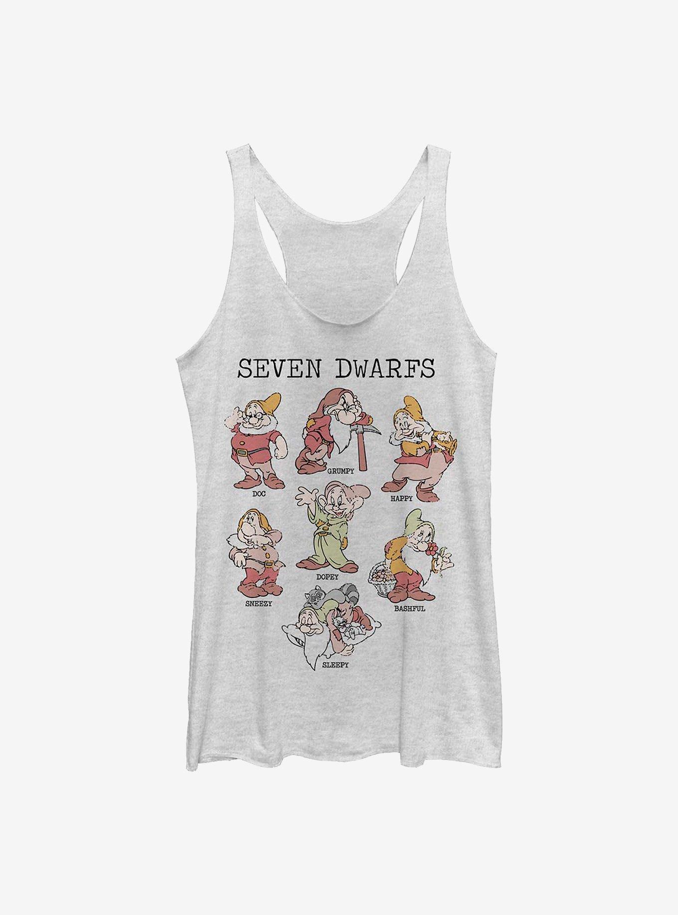 Disney Snow White And The Seven Dwarfs Dwarf Grid Womens Tank Top, WHITE HTR, hi-res