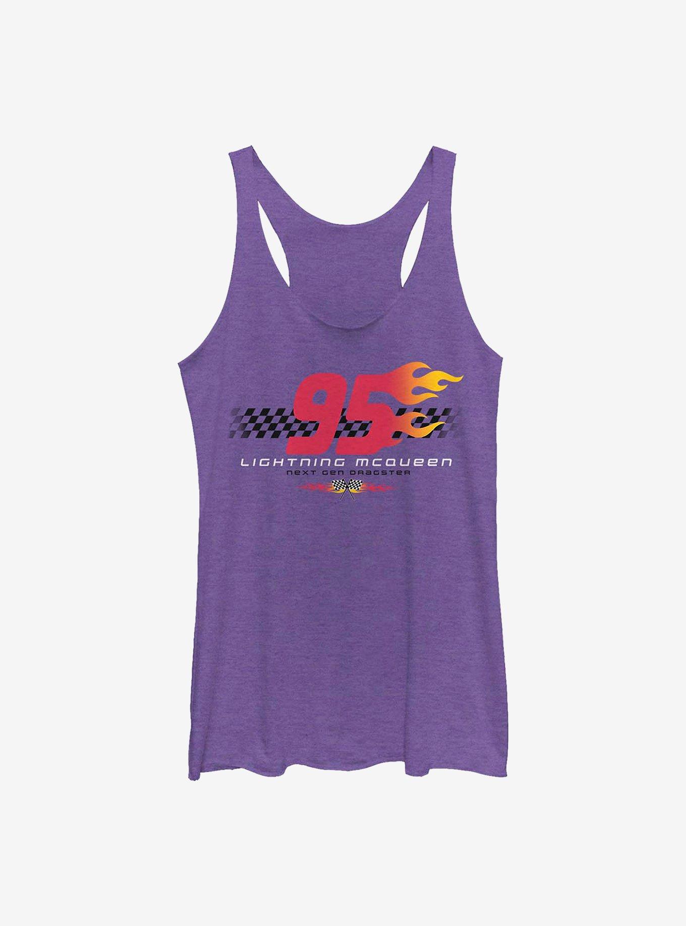 Disney Pixar Cars Flaming Ninety Five Womens Tank Top, PUR HTR, hi-res