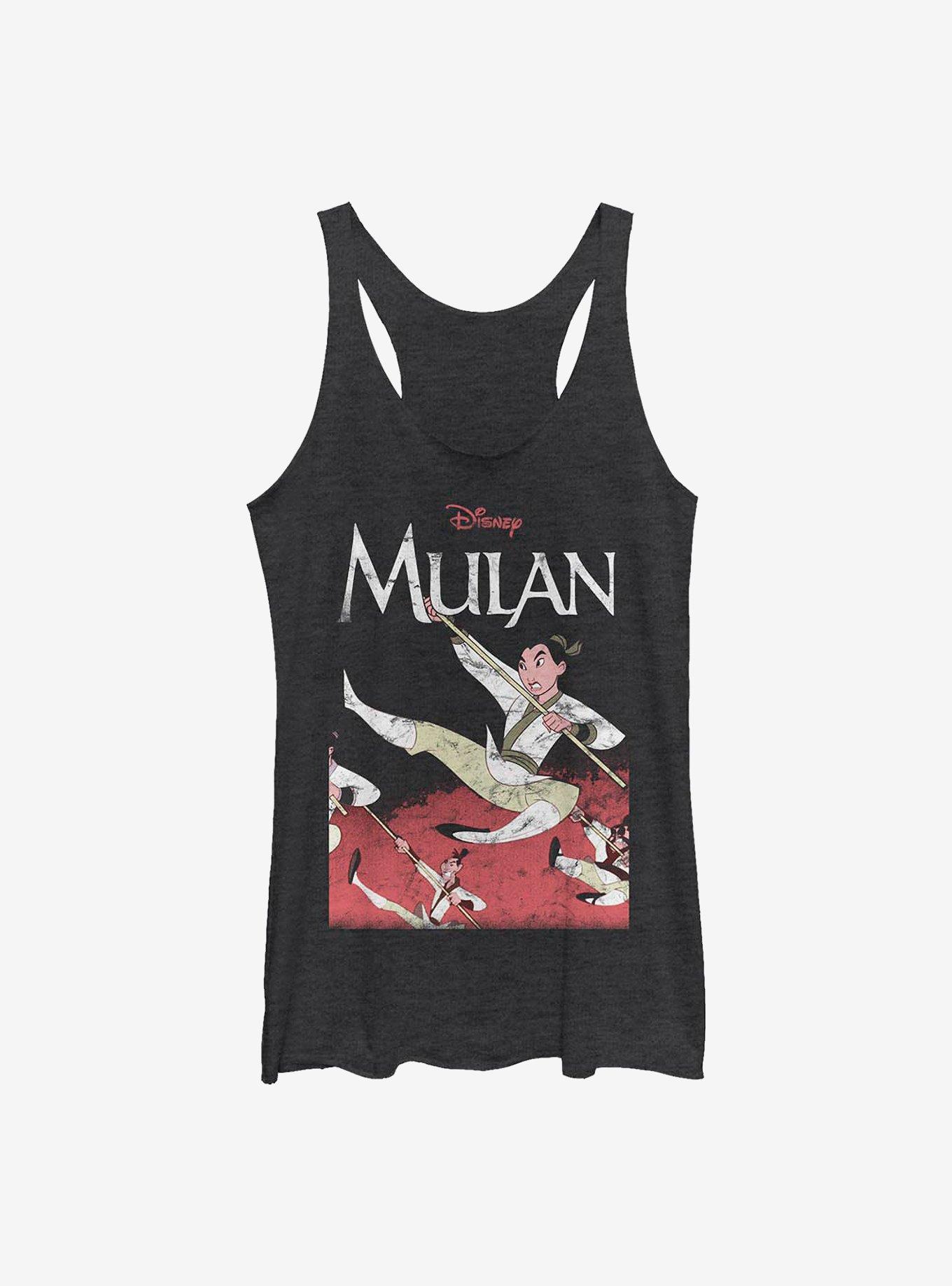 Disney Mulan Frame Womens Tank Top, BLK HTR, hi-res