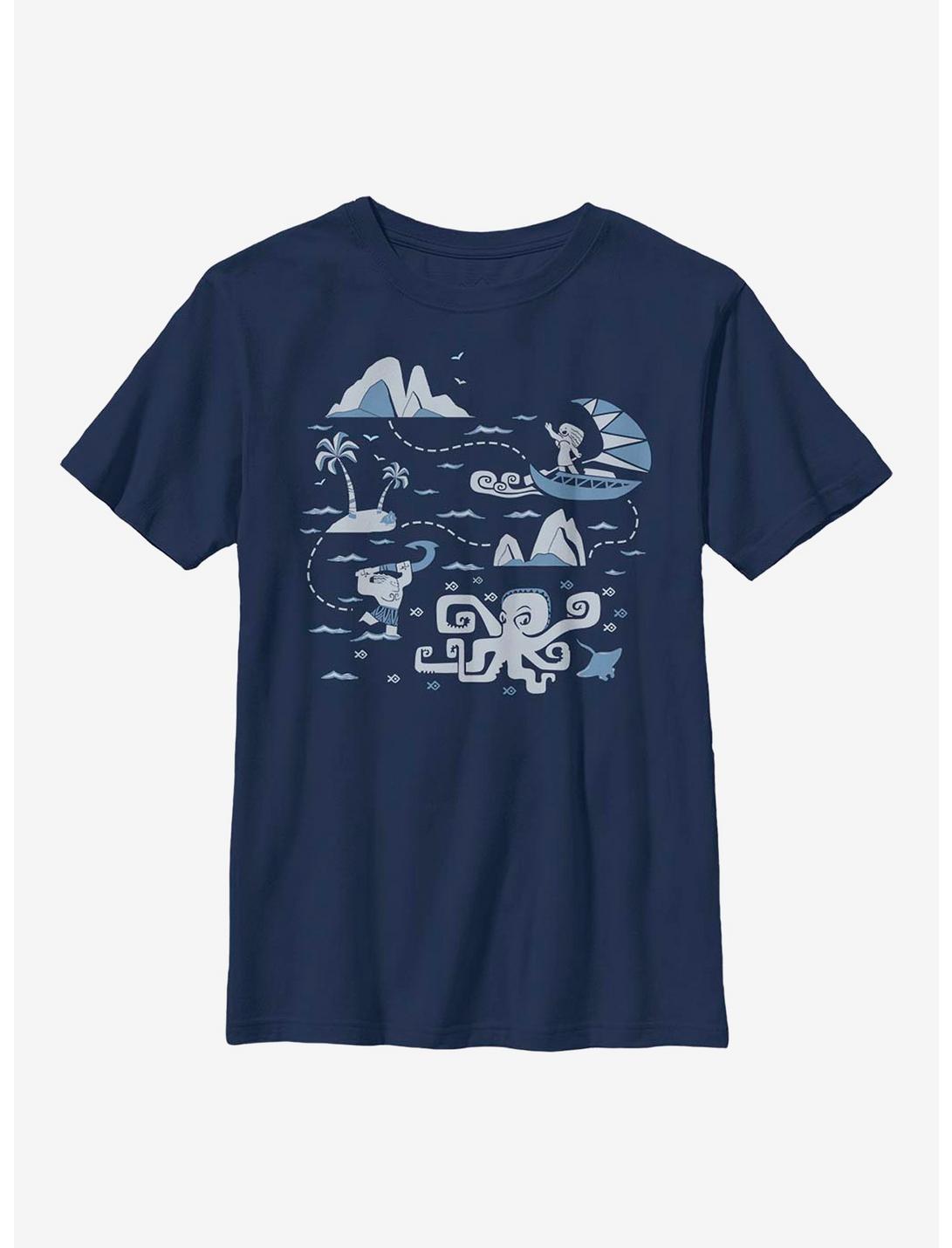 Disney Moana Voyage Collage Youth T-Shirt, NAVY, hi-res