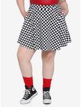 Black & White Checkered Chains & Clips Skater Skirt Plus Size, MULTI, hi-res