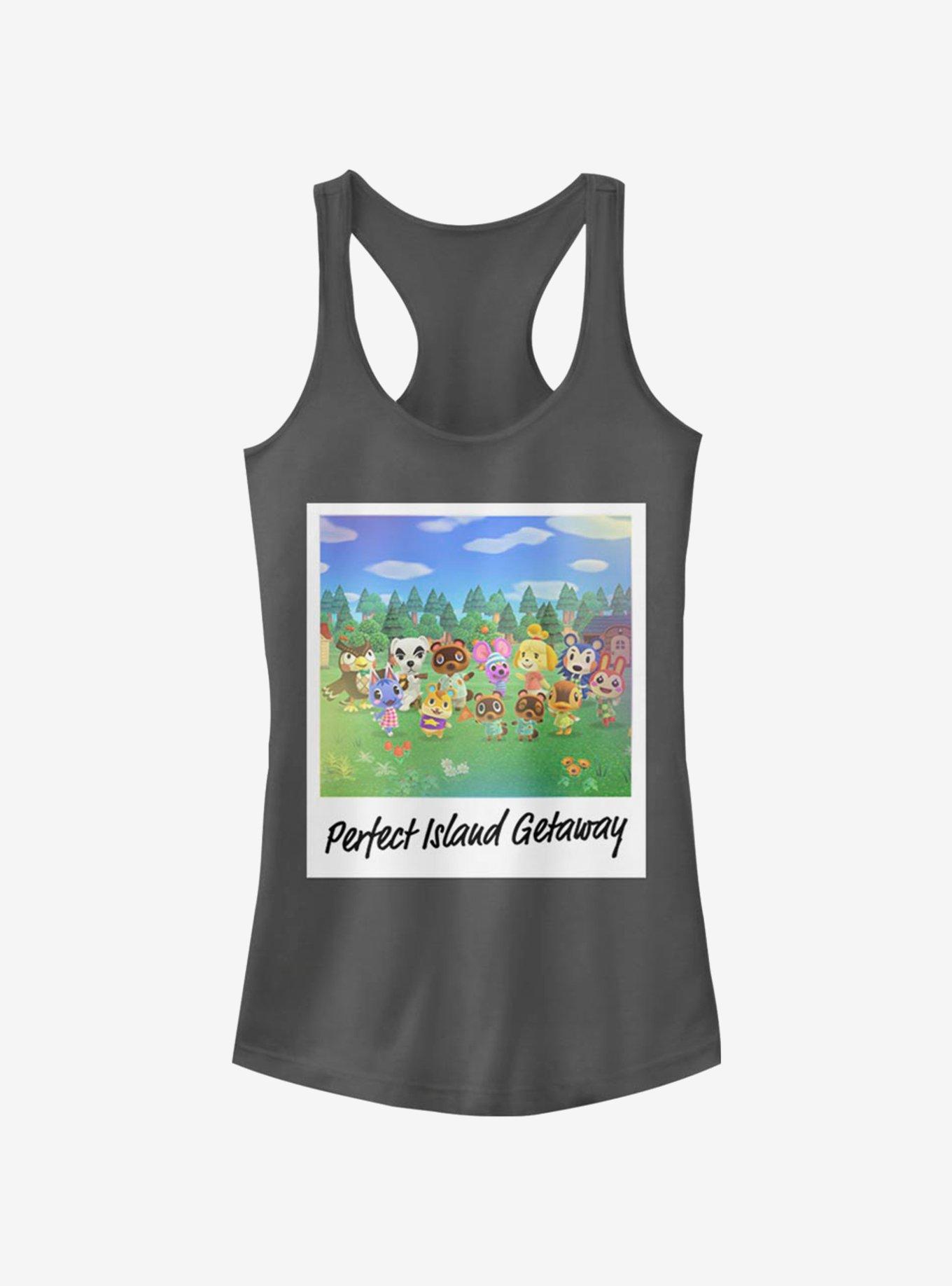 Animal Crossing Island Getaway Girls Tank, CHARCOAL, hi-res