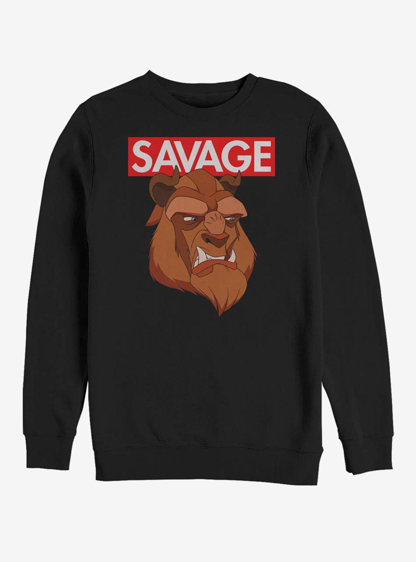 Disney Beauty And The Beast Savage Beast Crew Sweatshirt, BLACK, hi-res