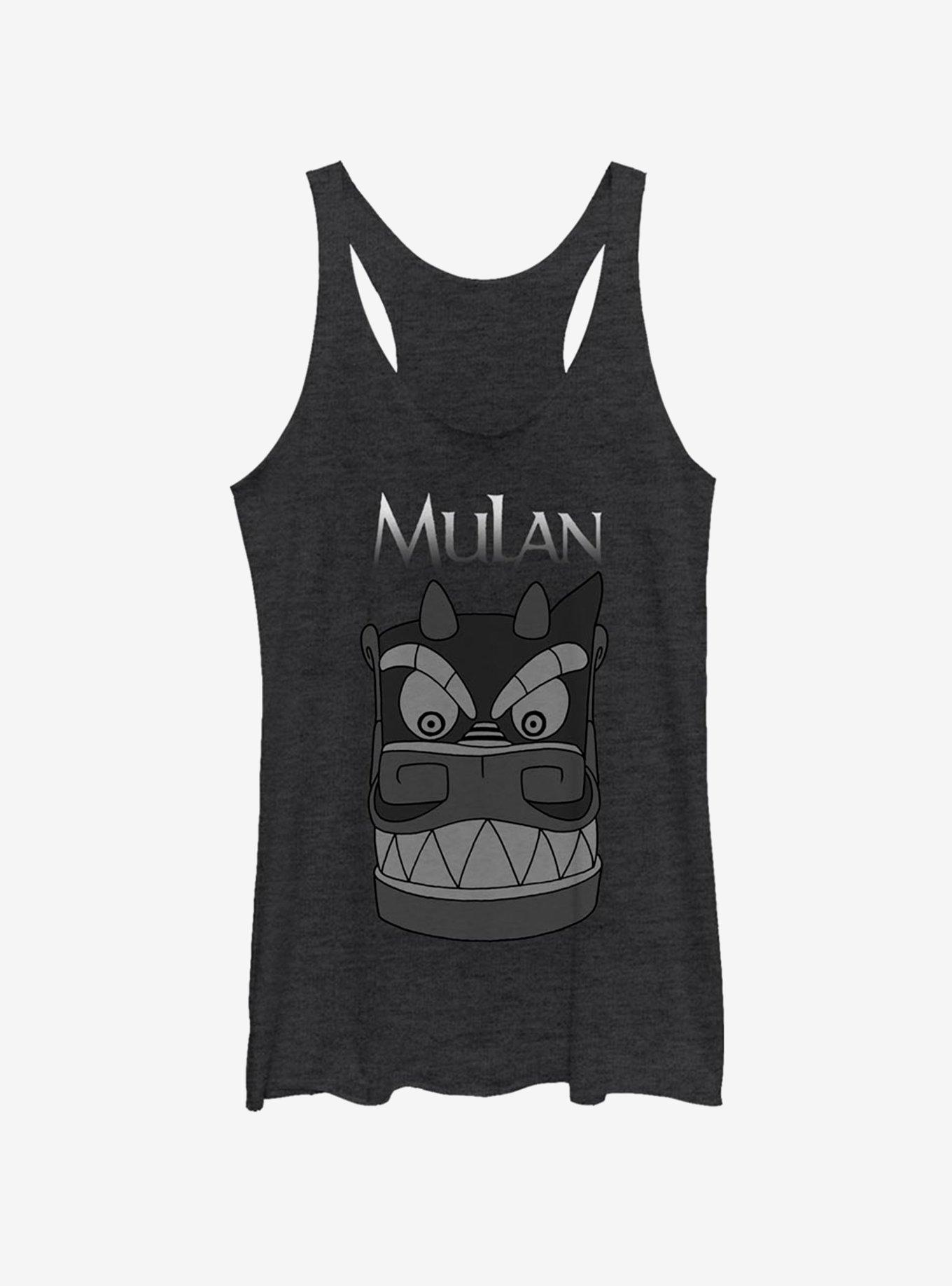 Disney Mulan Stone Dragon Head Girls Tank, BLK HTR, hi-res