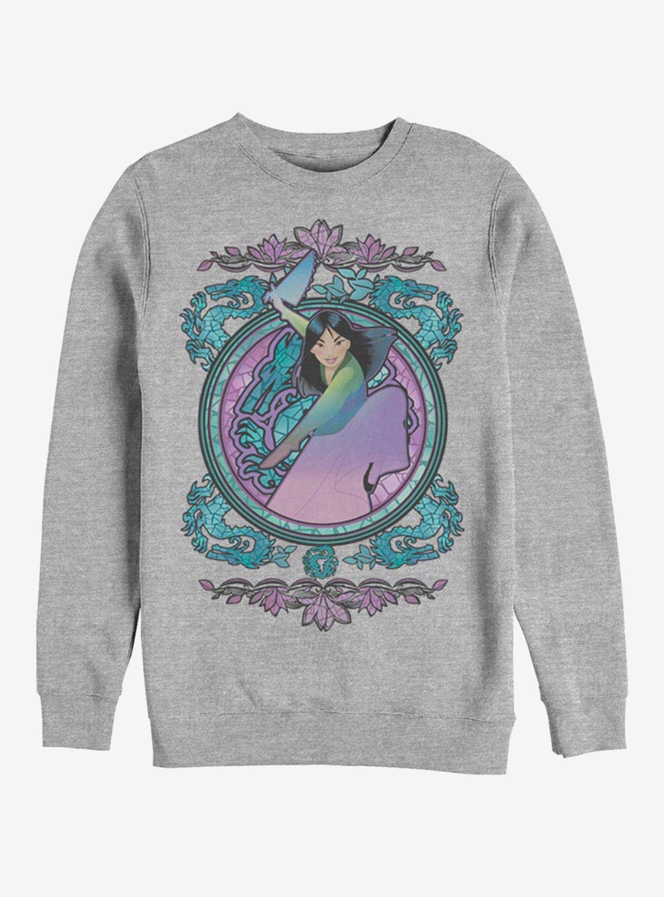 Disney Mulan Mulan Stained Glass Crew Sweatshirt, ATH HTR, hi-res