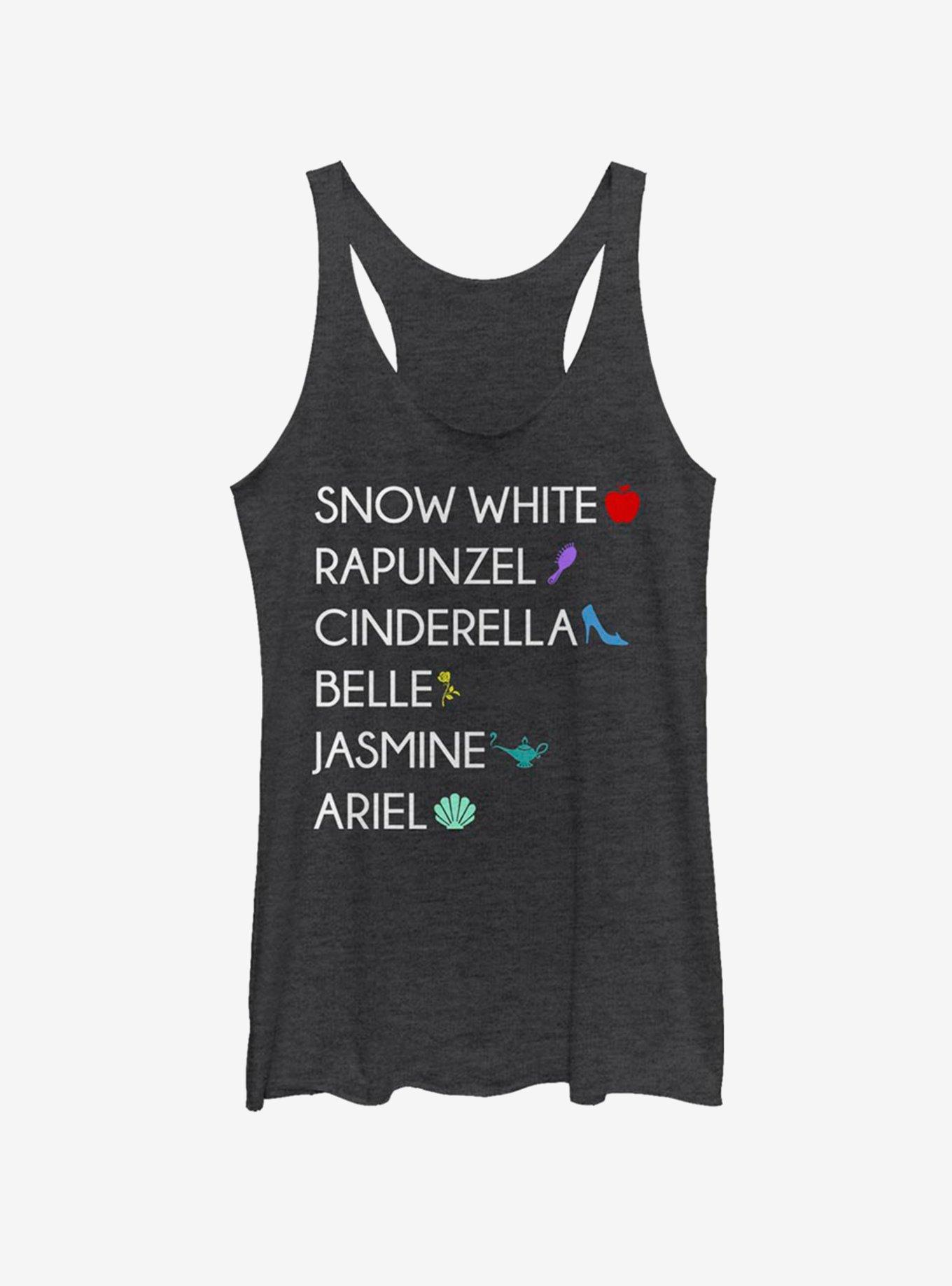 Disney Princess List Girls Tank, BLK HTR, hi-res