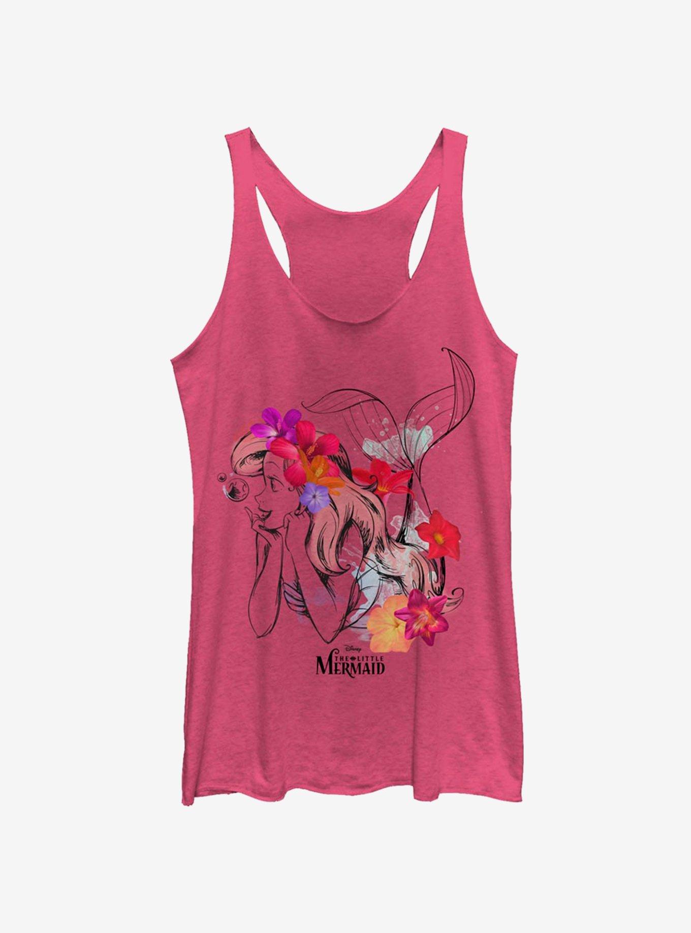 Disney The Little Mermaid Ariel Real Flowers Girls Tank, PINK HTR, hi-res