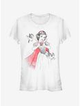 Disney Snow White Snow Sketch Vignette Girls T-Shirt, WHITE, hi-res