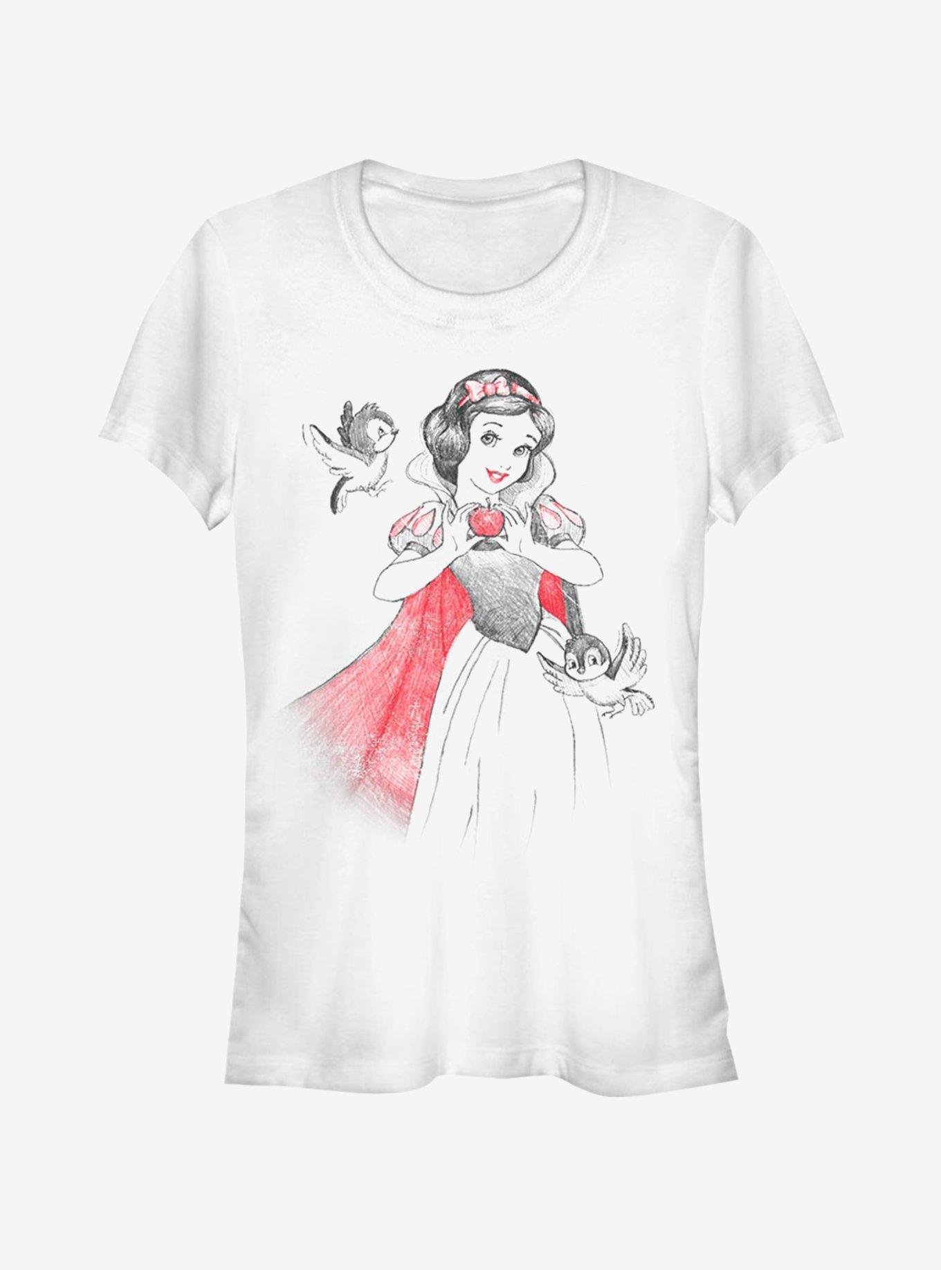 Disney Snow White Snow Sketch Vignette Girls T-Shirt, WHITE, hi-res