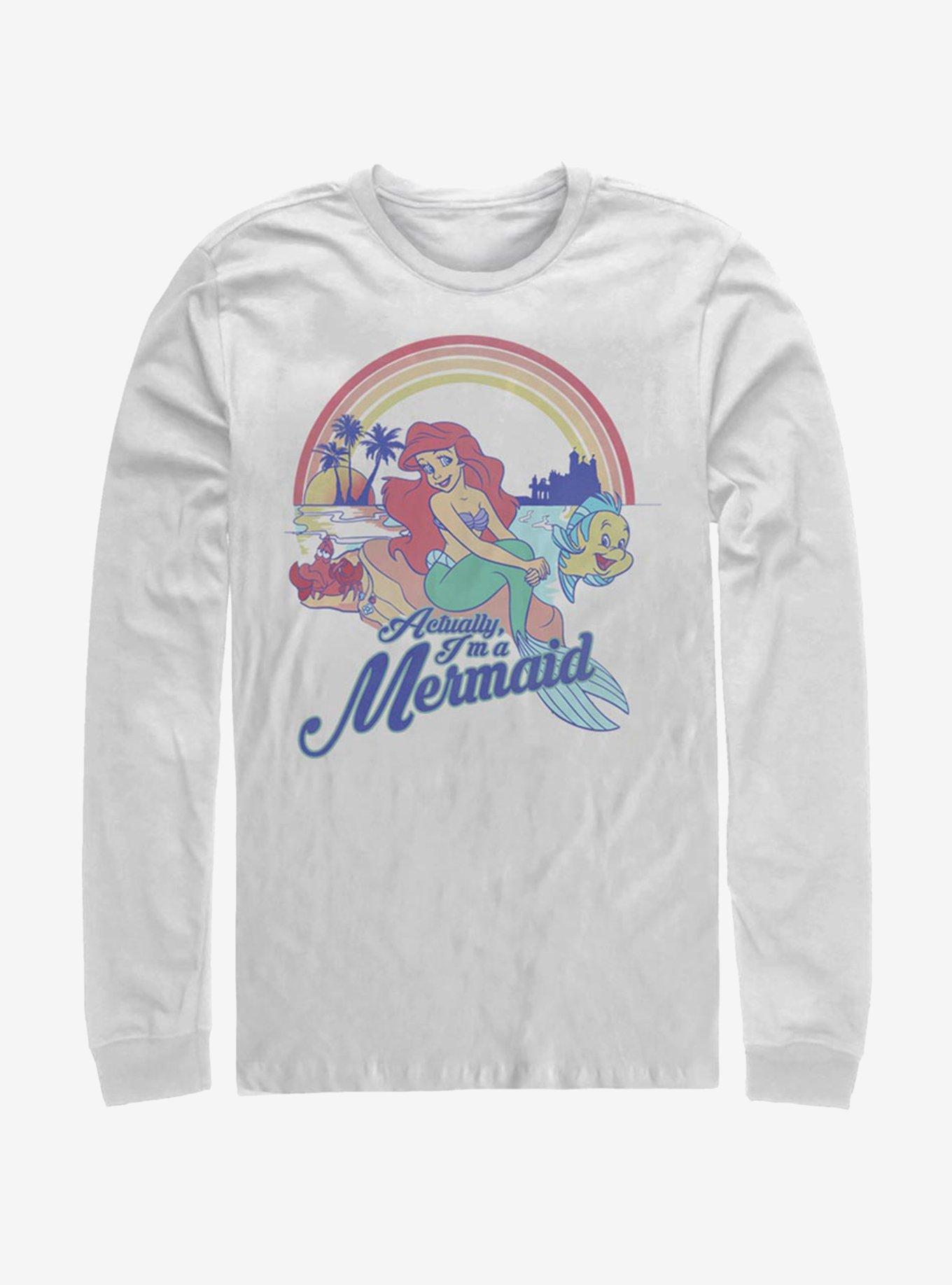 Disney The Little Mermaid Actual Mermaid Long-Sleeve T-Shirt, WHITE, hi-res