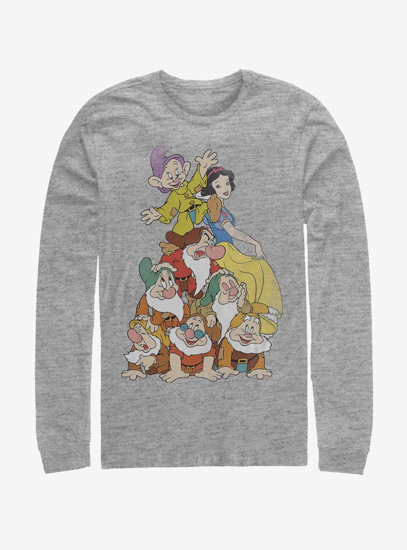 Disney Snow White Squad Dwarf Stack Long-Sleeve T-Shirt, ATH HTR, hi-res