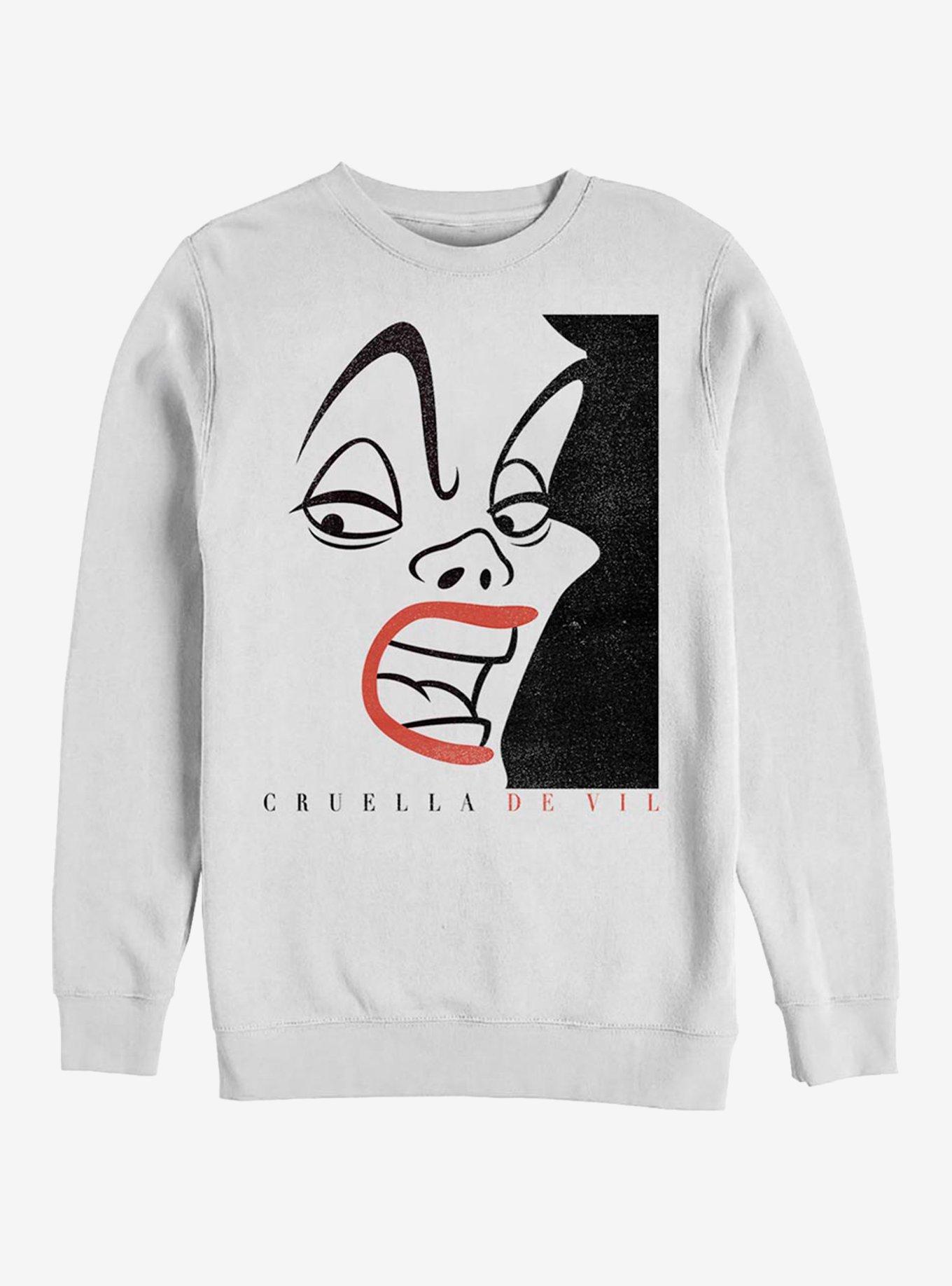 Disney Villains Cruella De Vil Cruella Cover Crew Sweatshirt, WHITE, hi-res