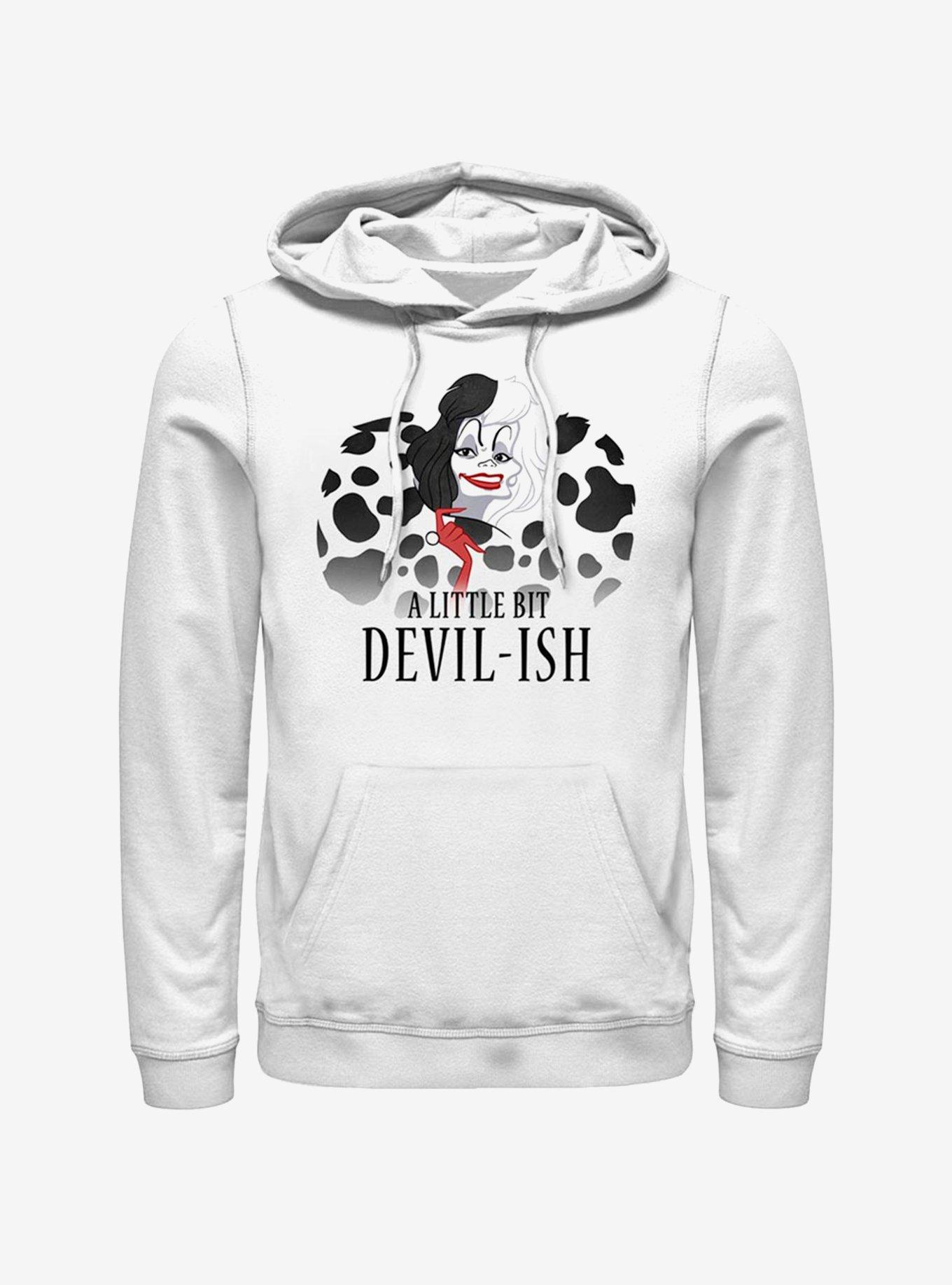 Disney Villains Cruella De Vil Scary Evil Cruella Hoodie - WHITE