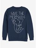 Disney The Little Mermaid Save The Mermaids Crew Sweatshirt, NAVY, hi-res
