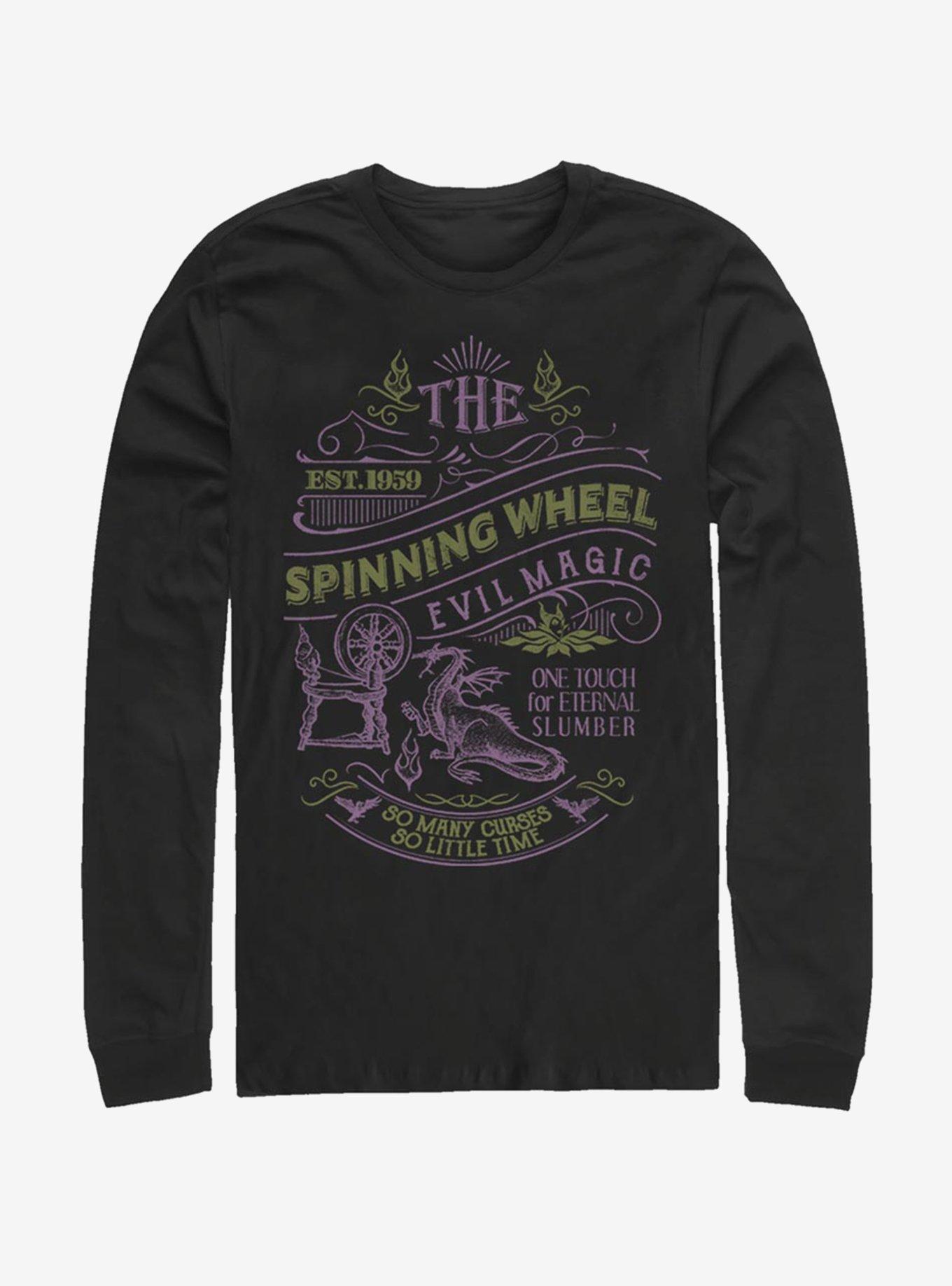 Disney Villains Maleficent Spinning Wheel Long-Sleeve T-Shirt, BLACK, hi-res