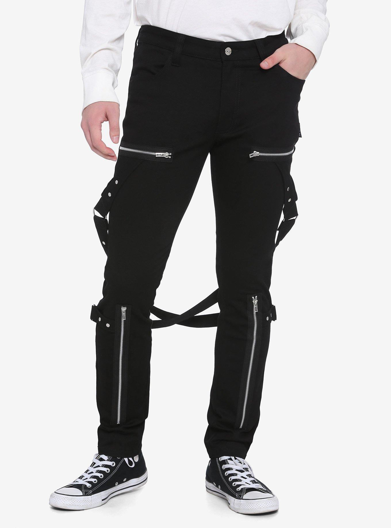 Royal Bones By Tripp Black Strap & Zippers Skinny Jeans | Hot Topic