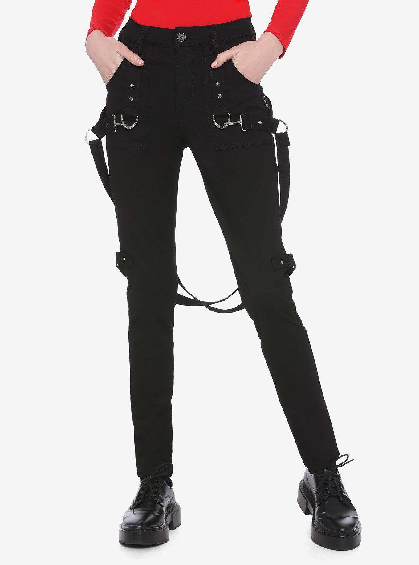 Royal Bones By Tripp Black Strap Pants | Hot Topic