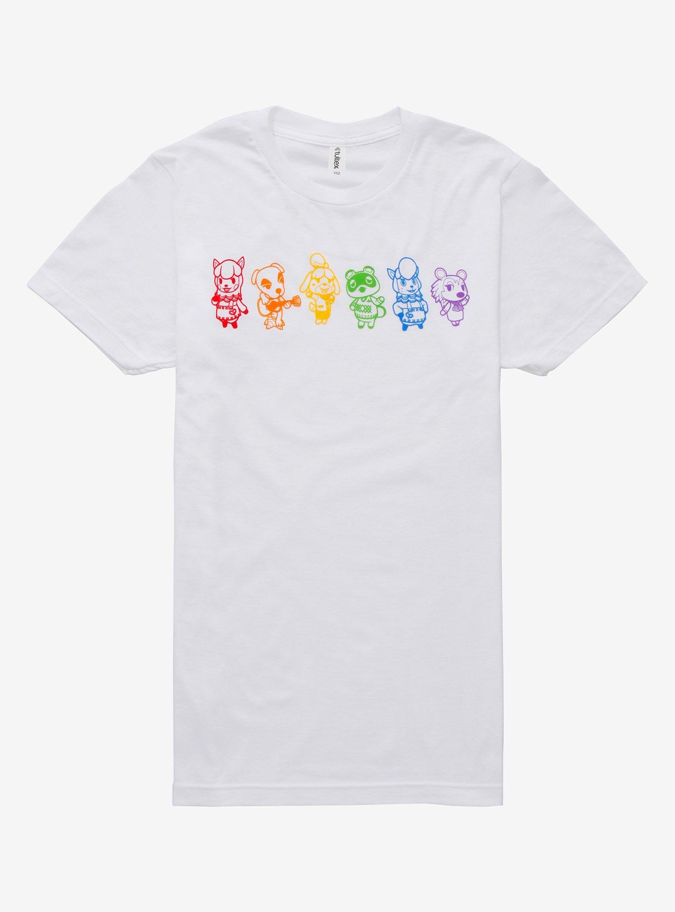 Animal Crossing Rainbow Characters T-Shirt, WHITE, hi-res