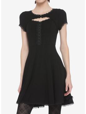 Black High Neck Keyhole Dress, , hi-res