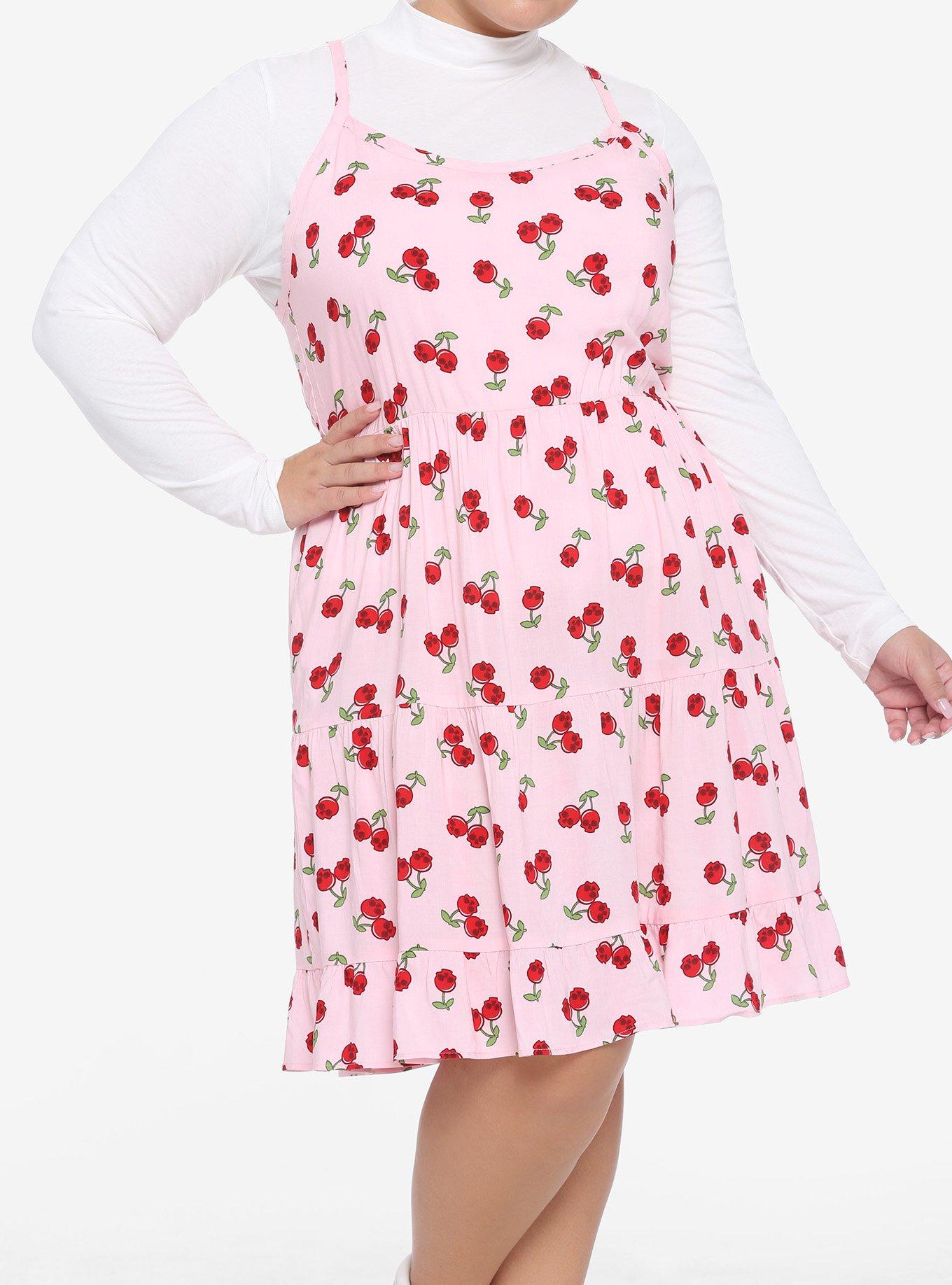 Cherry Skulls Layered Dress Plus Size, STRAWBERRY FIELDS, hi-res