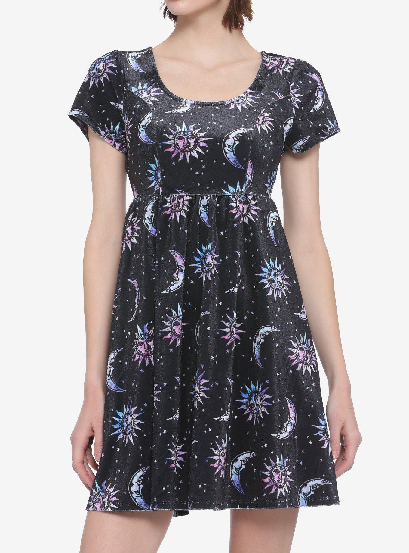 Pastel Moon & Sun Velvet Dress, MULTI, hi-res