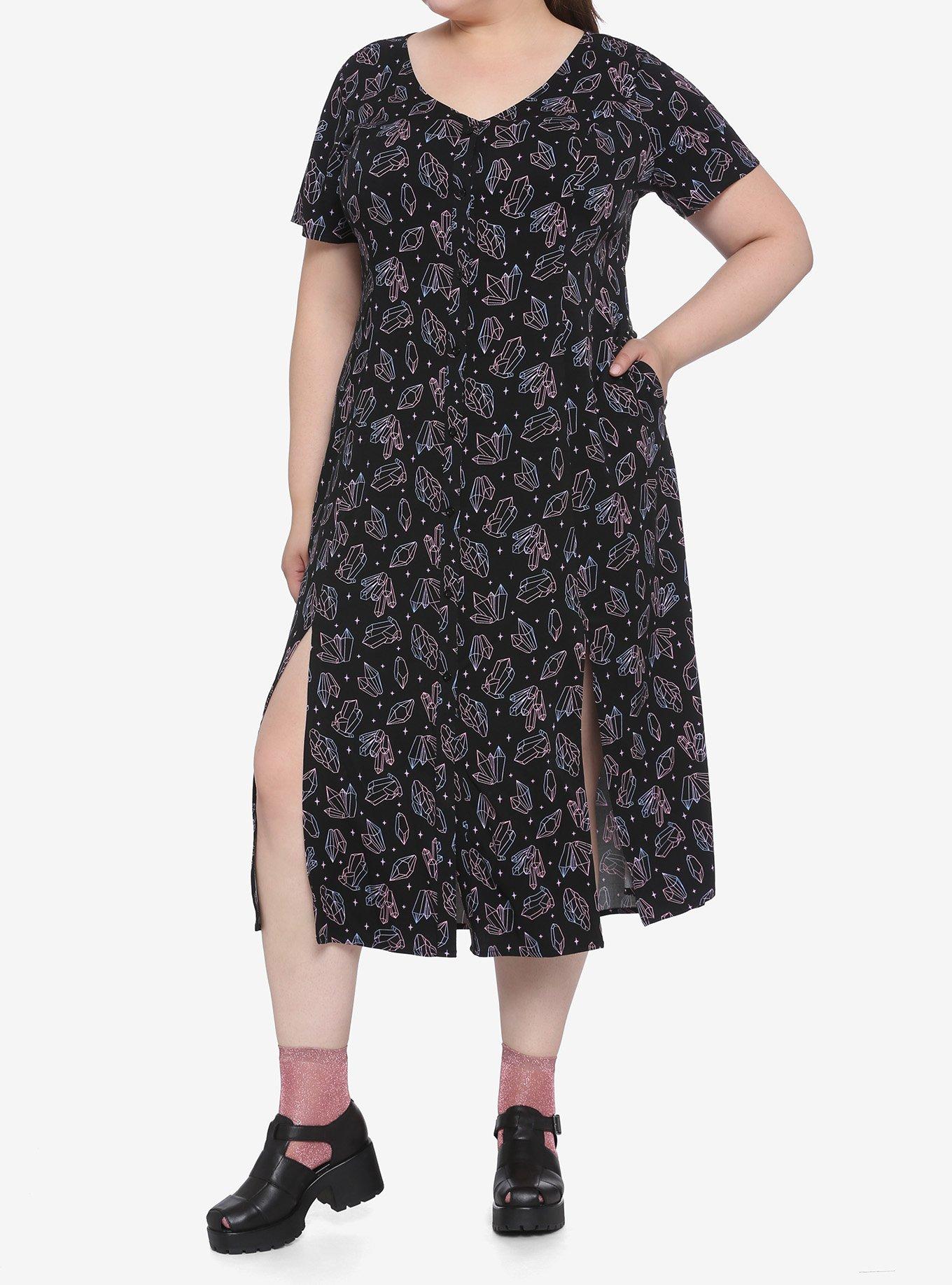 Pastel Crystals Midi Dress Plus Size, MULTI, hi-res