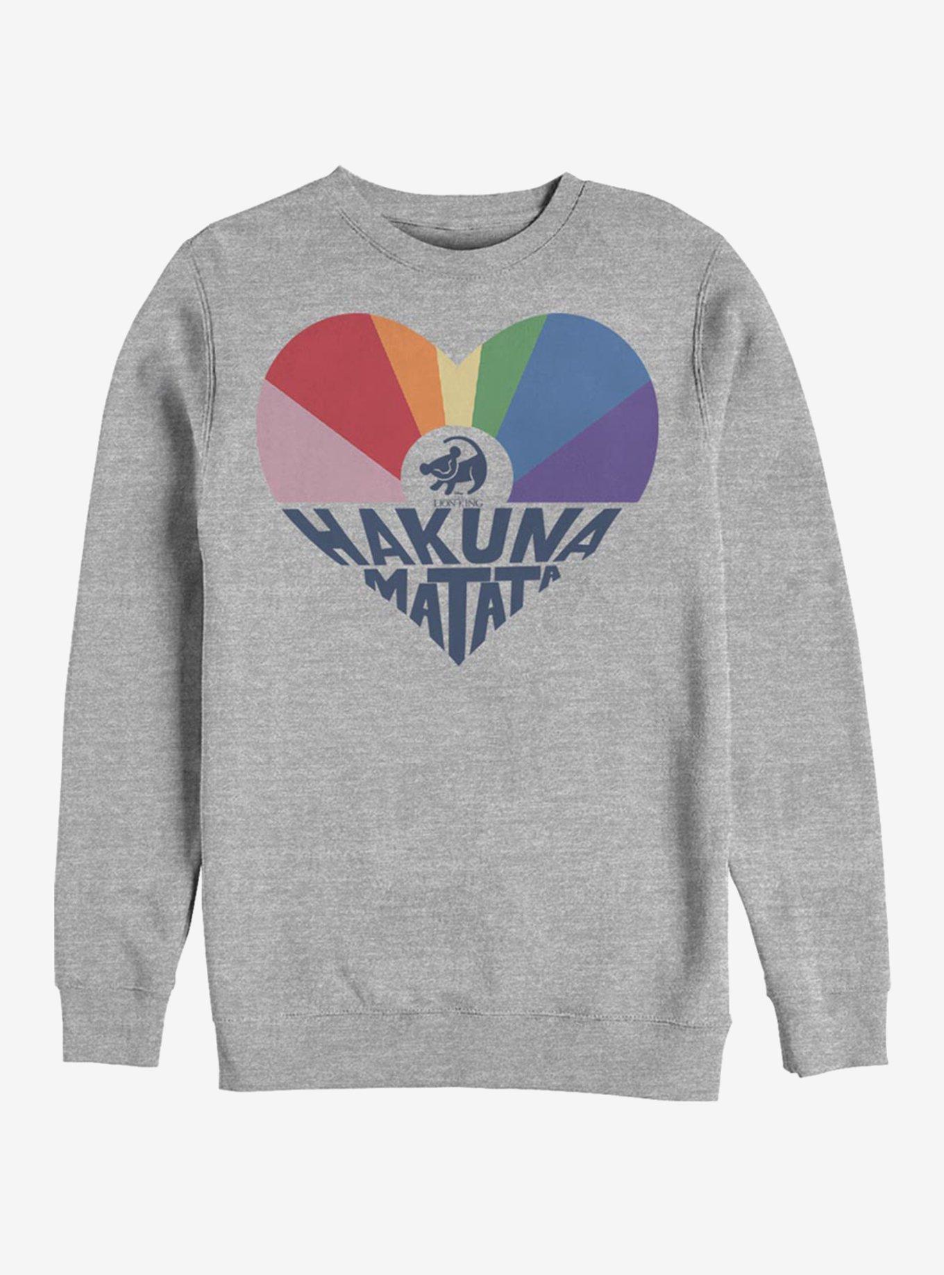 Disney The Lion King Hakuna Rainbow Crew Sweatshirt, ATH HTR, hi-res