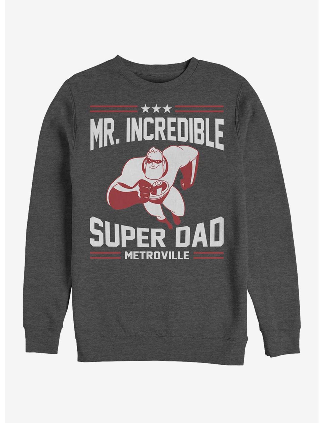 Disney Pixar The Incredibles Sporty Super Dad Crew Sweatshirt, CHAR HTR, hi-res