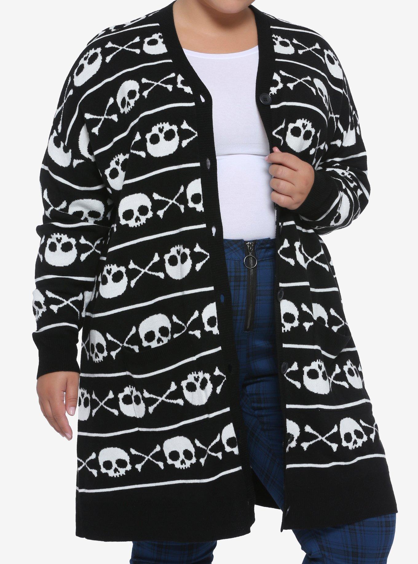 Skull & Cross Bones Girls Cardigan Plus Size, SKULL, hi-res