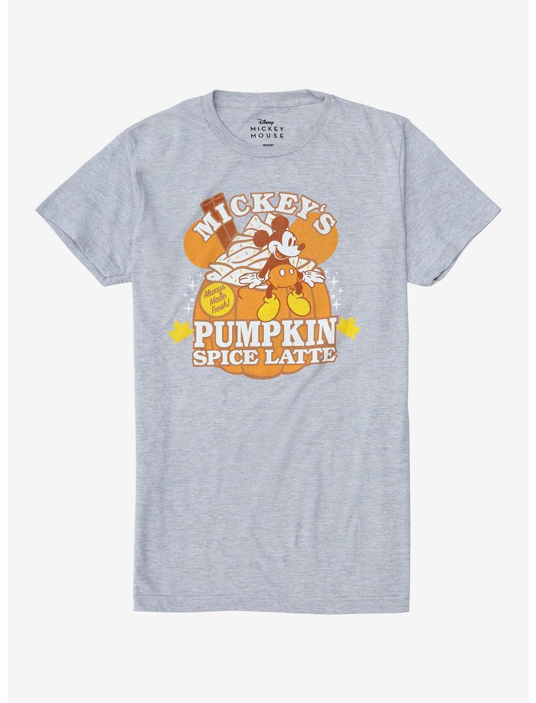 Disney Mickey Mouse Pumpkin Spice Latte T-Shirt - BoxLunch Exclusive, HEATHER GREY, hi-res