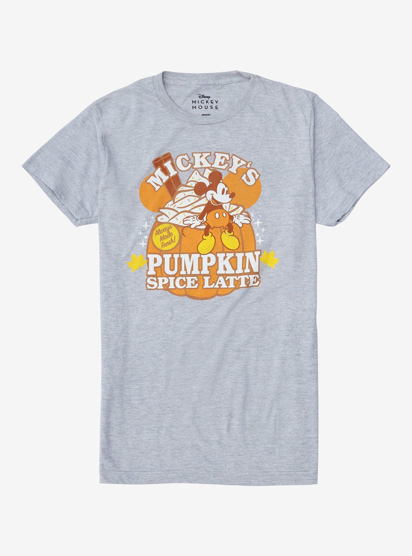 Disney Mickey Mouse Pumpkin Spice Latte T-Shirt - BoxLunch Exclusive, HEATHER GREY, hi-res