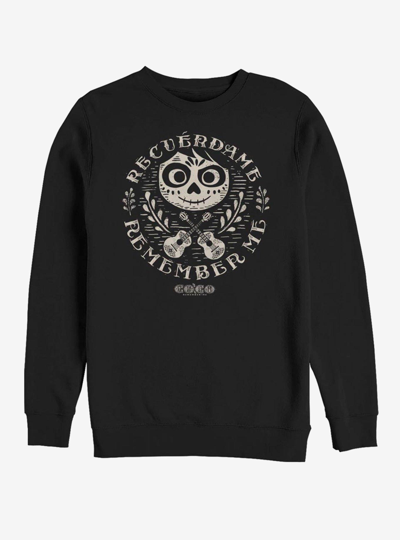 Disney Pixar Coco Circle Remember Crew Sweatshirt, BLACK, hi-res