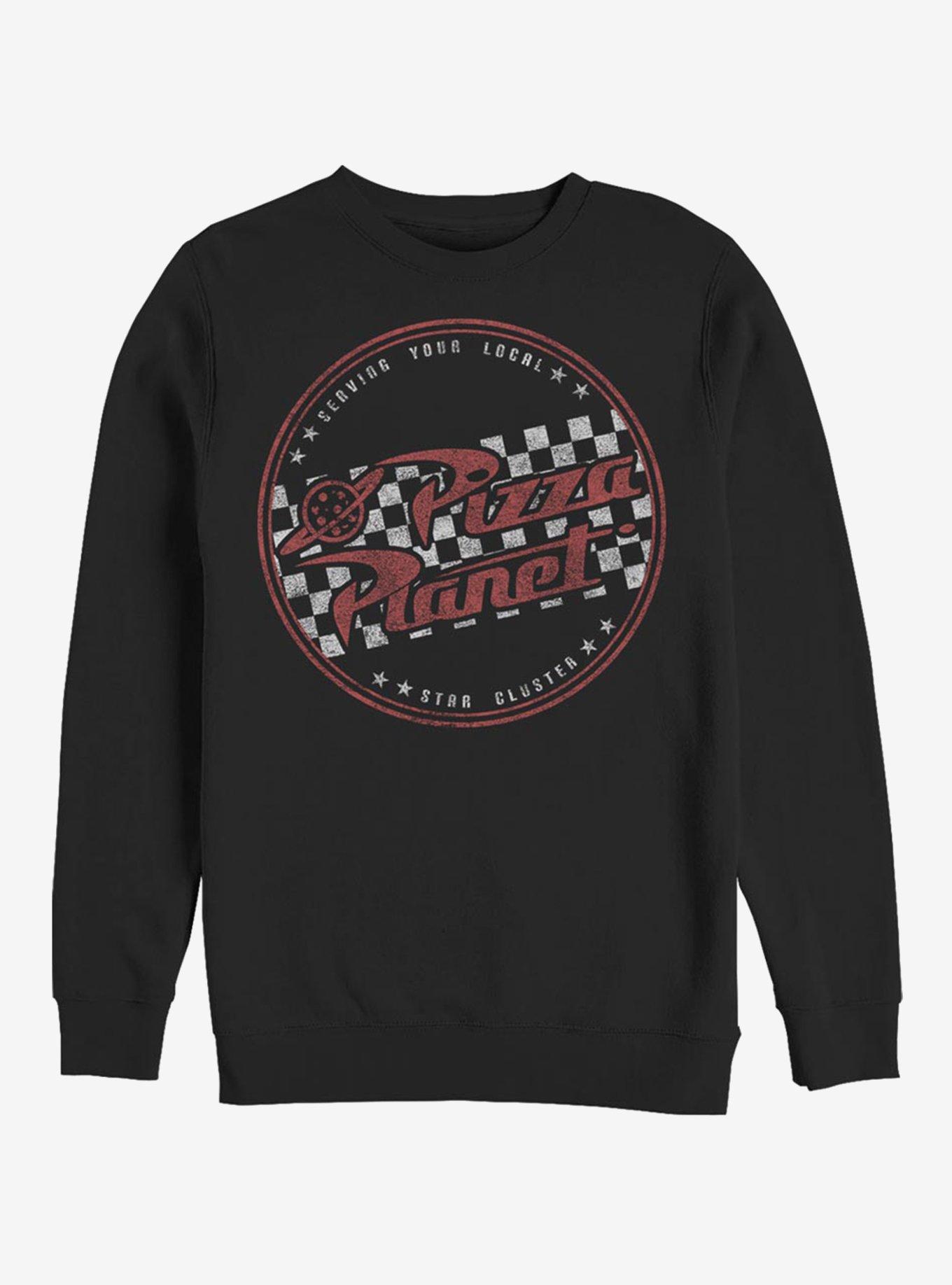 Disney Pixar Toy Story Pizza Planet Logo Crew Sweatshirt, BLACK, hi-res