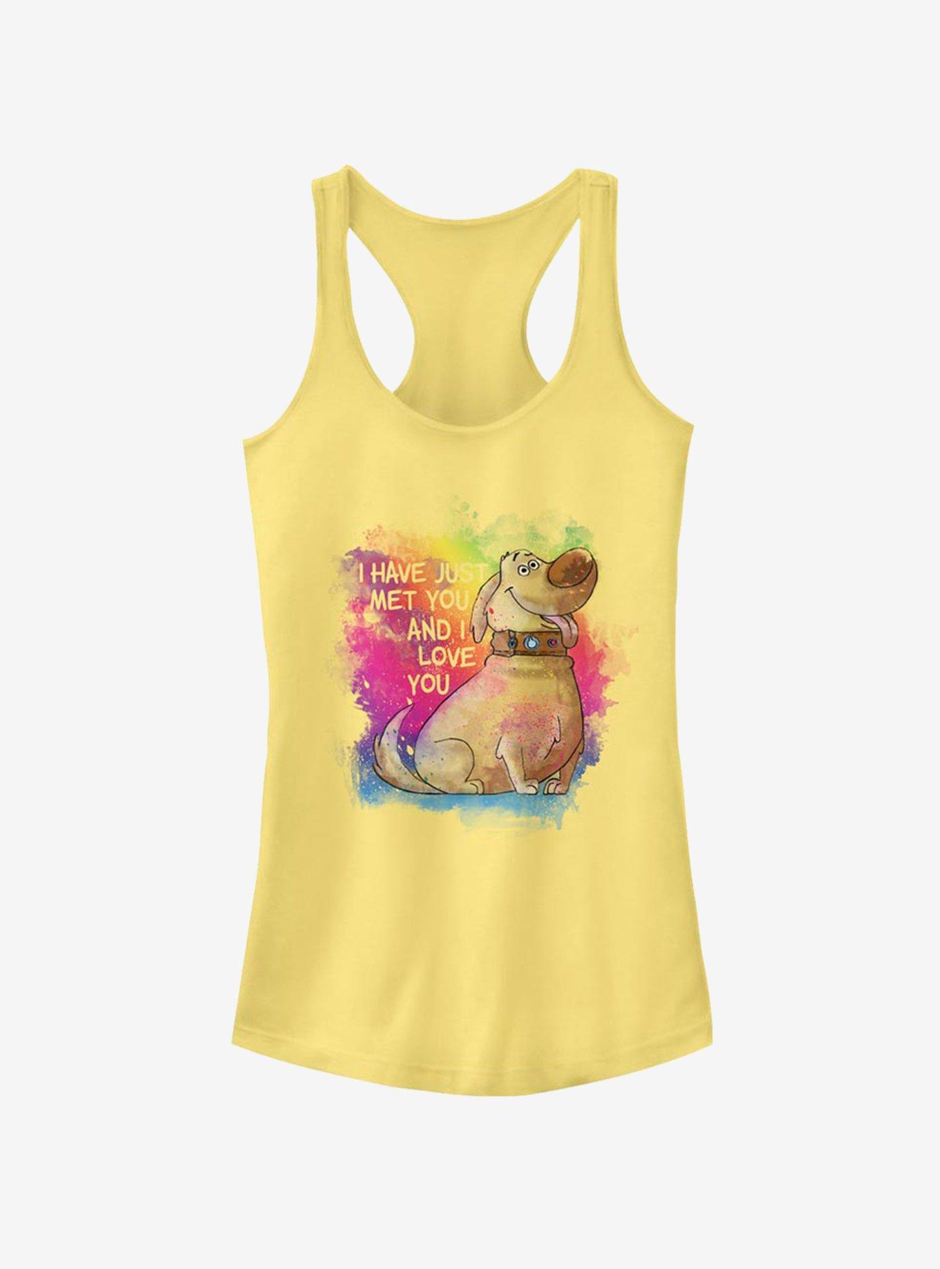 Disney Pixar Up Dug Watercolor Text Girls Tank, BANANA, hi-res