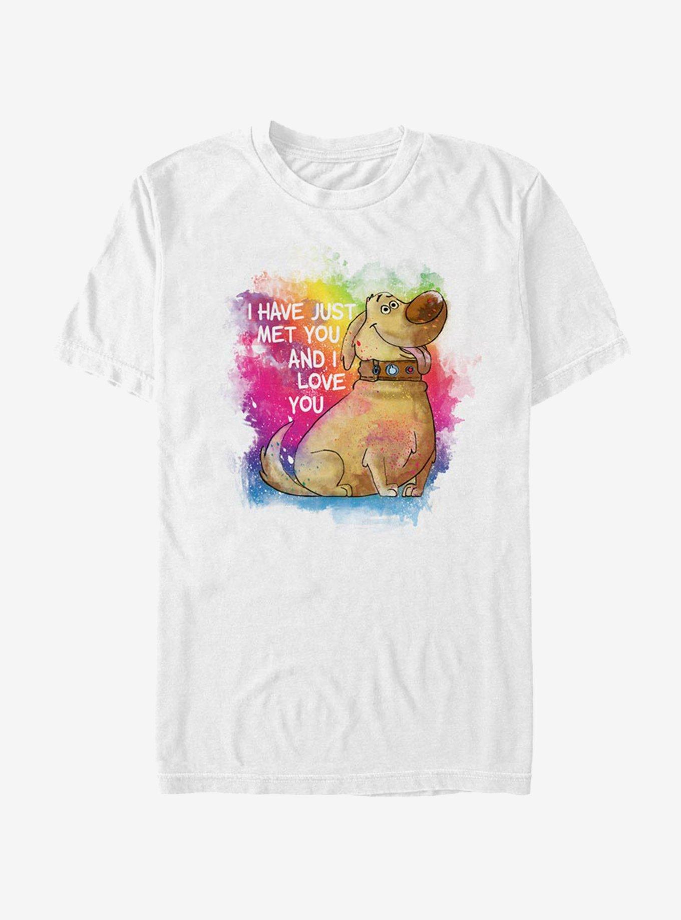 Disney Pixar Up Dug Watercolor Text T-Shirt, WHITE, hi-res