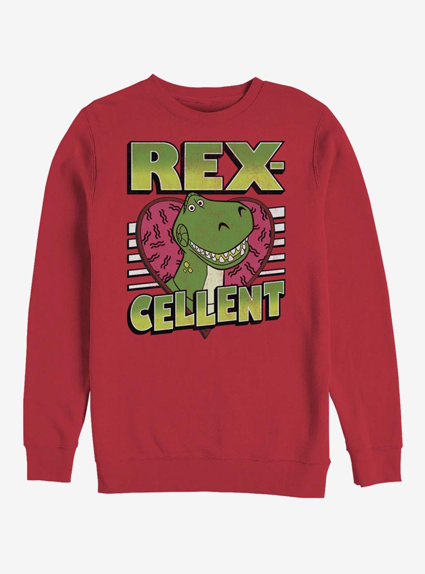 Disney Pixar Toy Story Rexcellent Heart Crew Sweatshirt, RED, hi-res