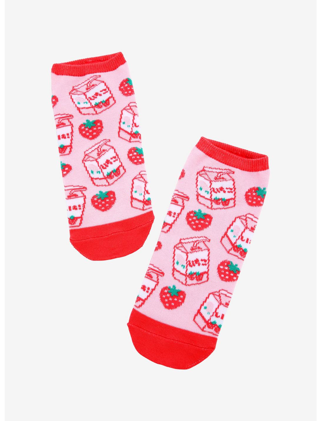 Strawberry Milk No-Show Socks, , hi-res