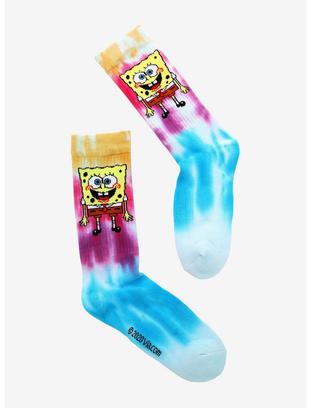 SpongeBob SquarePants Rainbow Tie-Dye Crew Socks, , hi-res