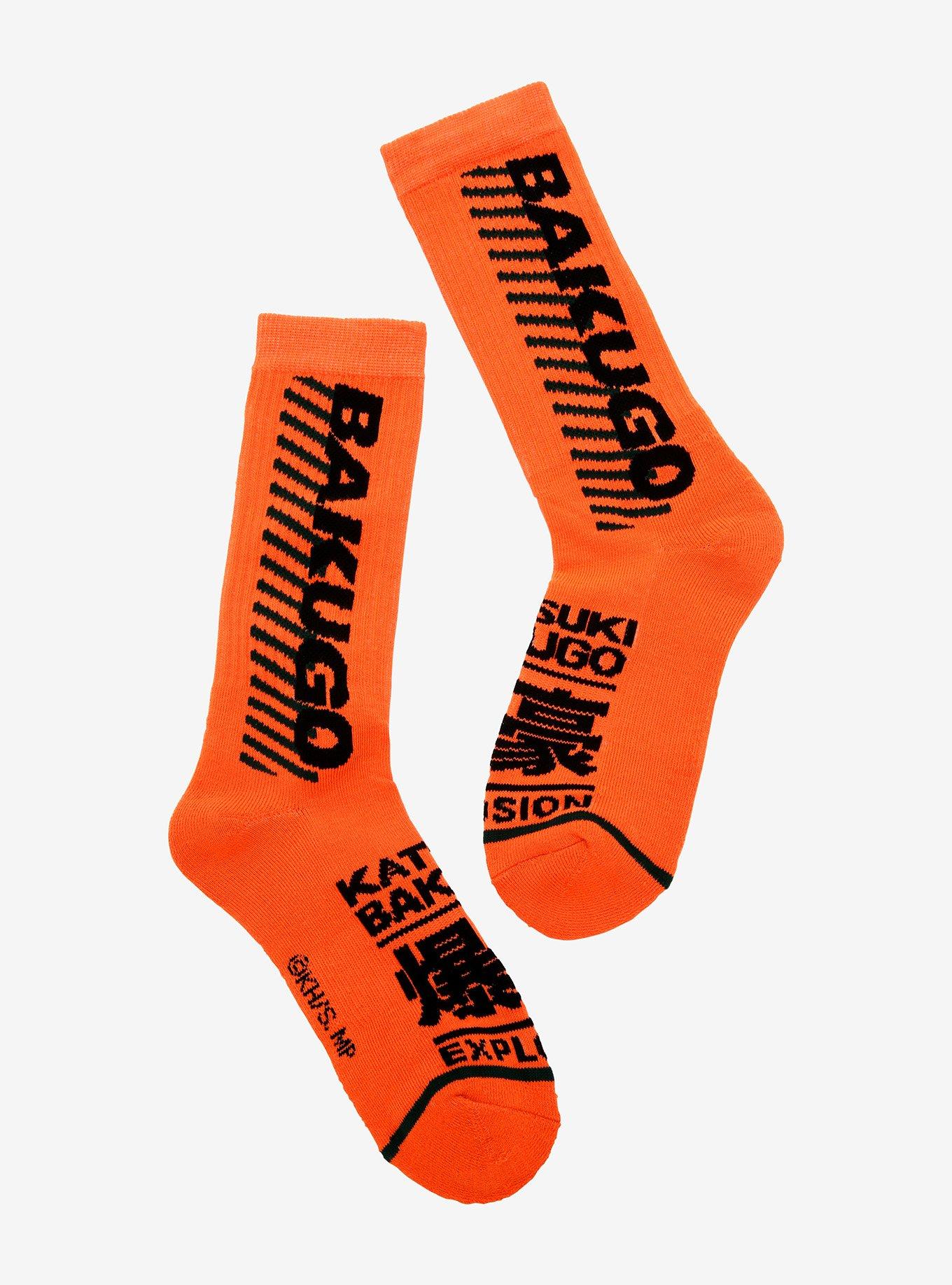 My Hero Academia Bakugo Orange & Black Crew Socks, , hi-res view 1