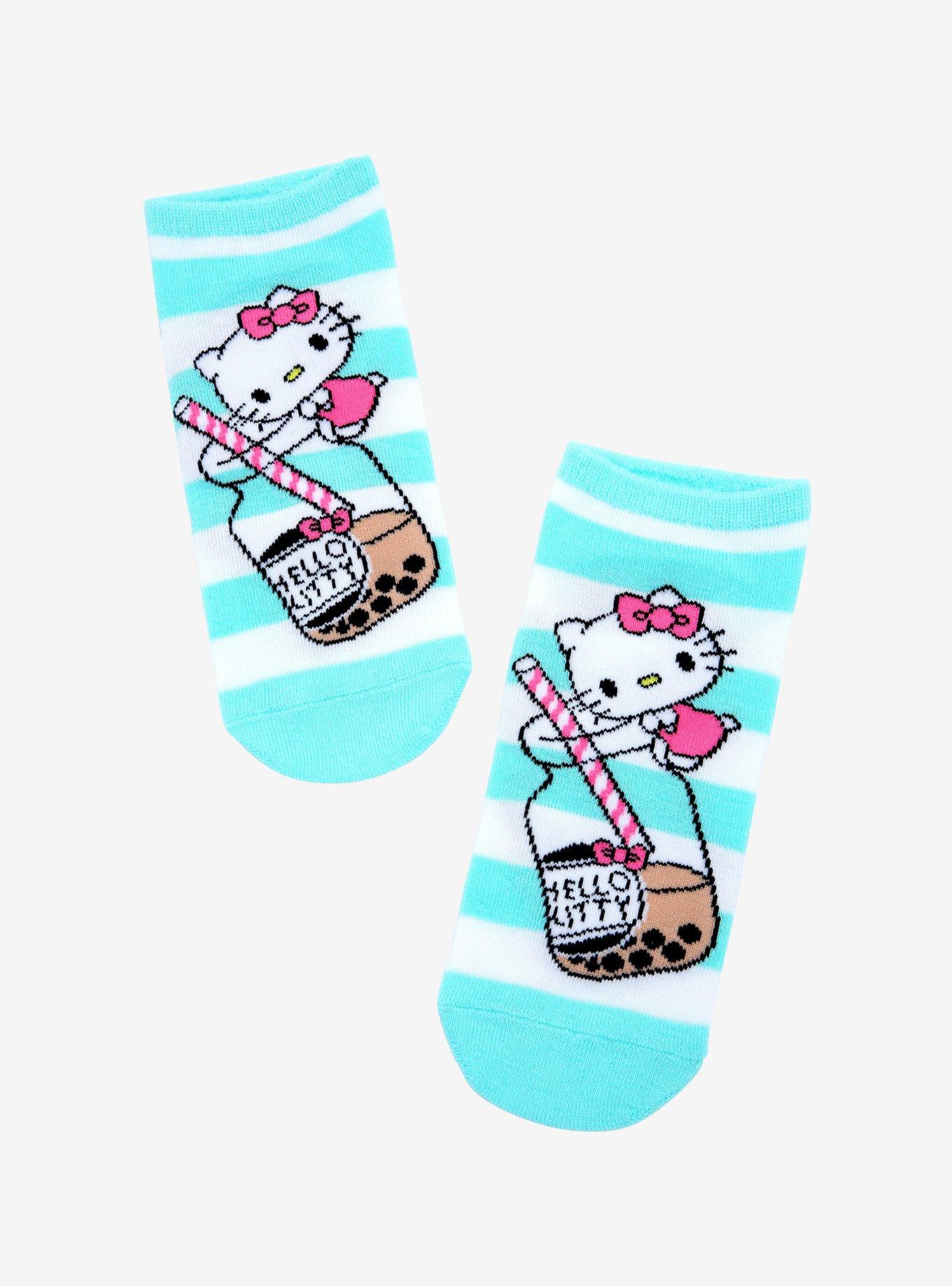 Hello Kitty Boba Stripe No-Show Socks, , hi-res