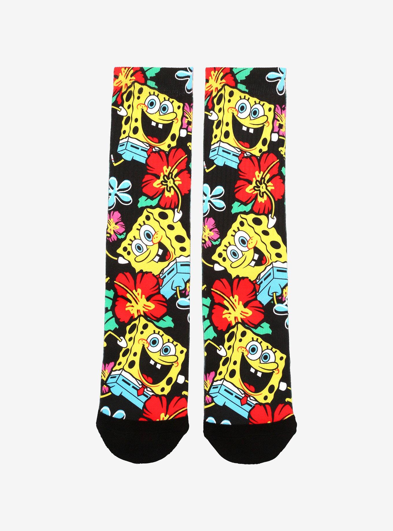 SpongeBob SquarePants Floral Crew Socks, , hi-res