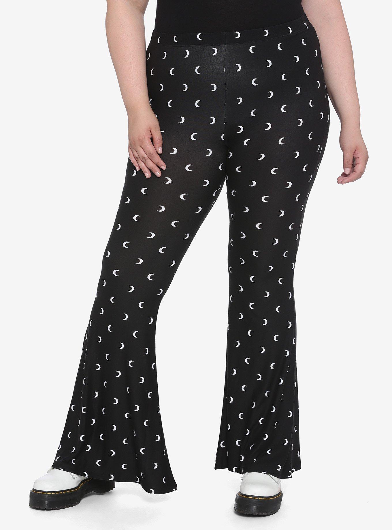 Black & White Crescent Moon Flared Leggings Plus Size