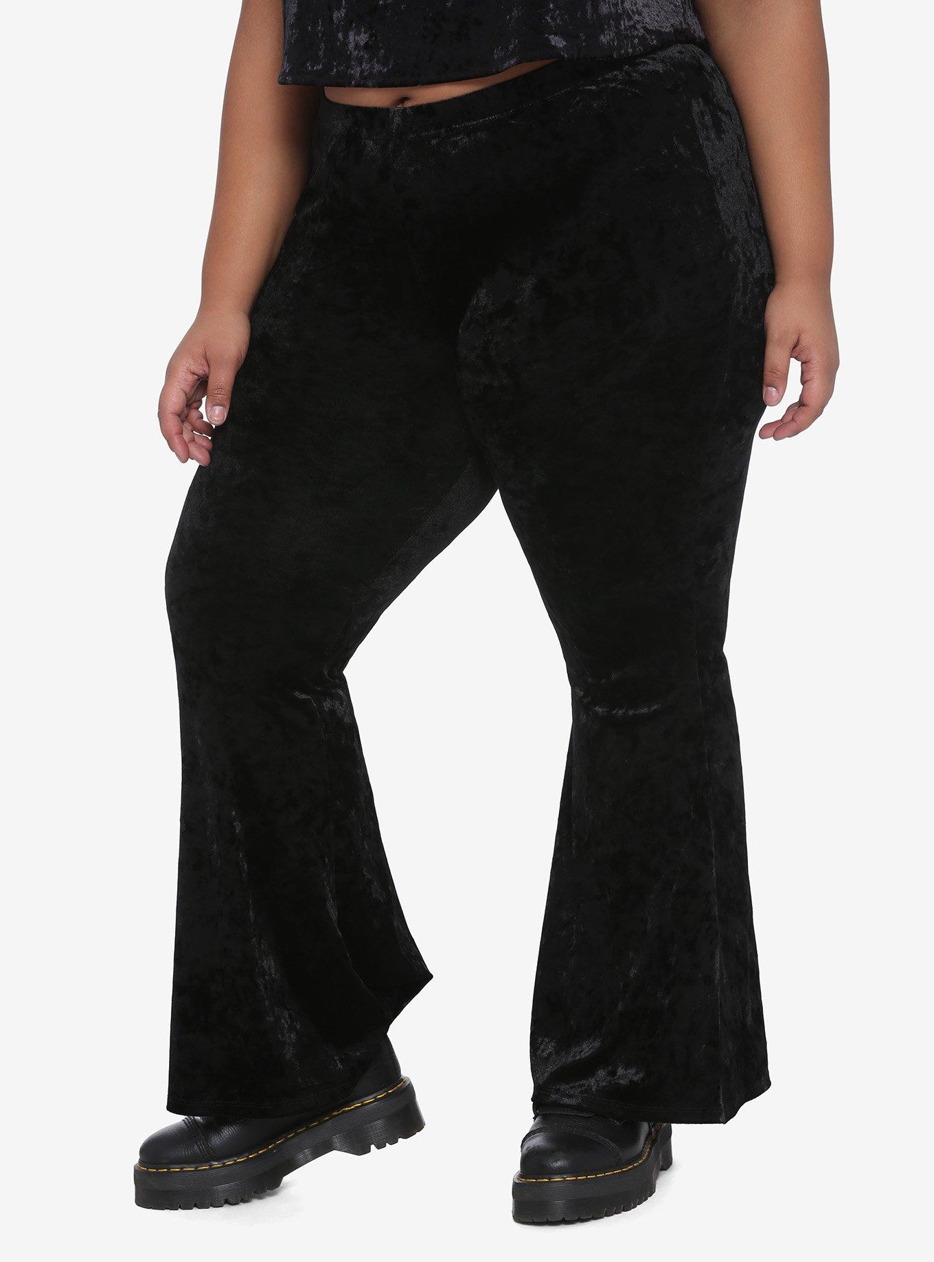 Black Velvet Flared Leggings Plus Size