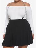 O-Ring Chain Suspender Skirt Plus Size, BLACK, hi-res