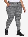 Grey Plaid Pants With Detachable Chain Plus Size, PLAID - GREY, hi-res
