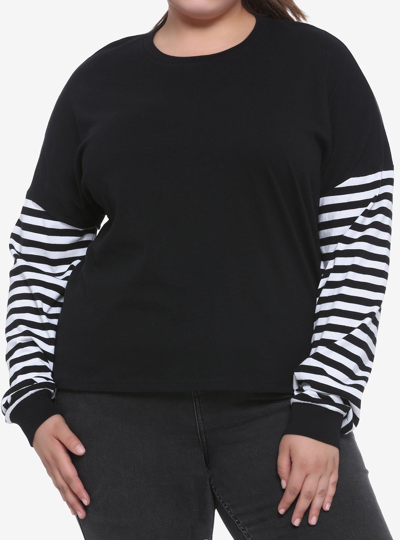 Black & White Stripe Girls LongSleeve TShirt Plus Size Hot Topic